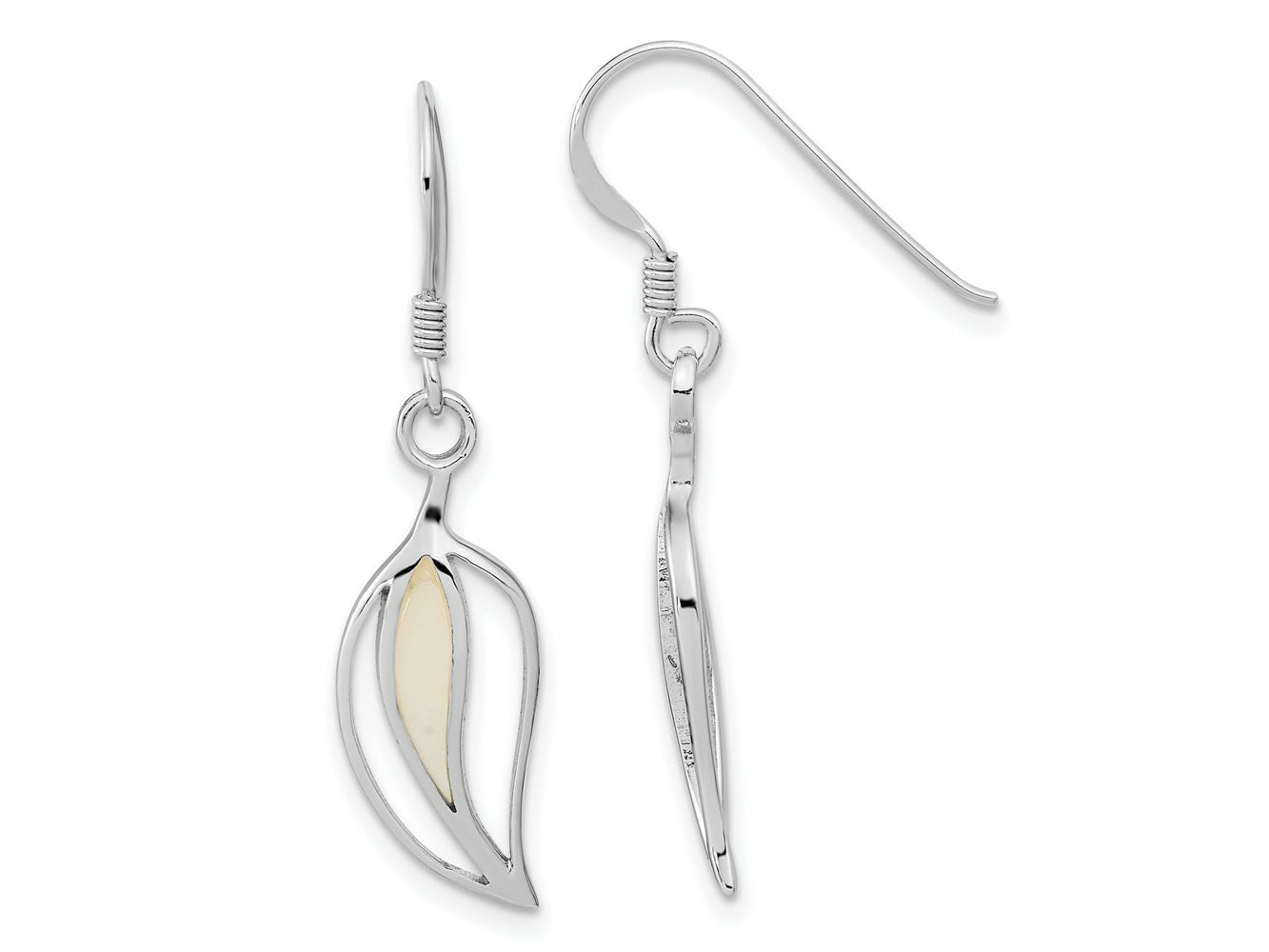 FJC Finejewelers 925 Sterling Silver Dangle  Polished MOP Leaf Shepherds Hook Earrings 35 x 8 mm