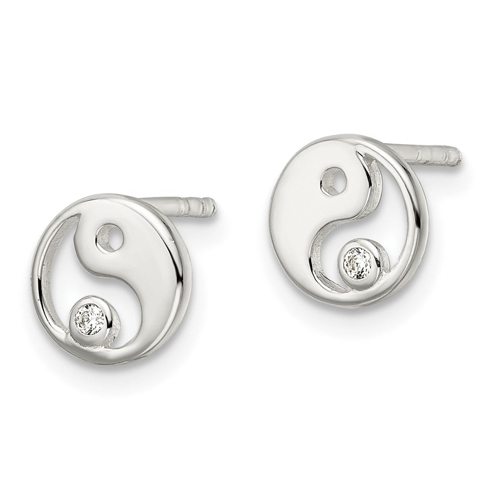 FJC Finejewelers 925 Sterling Silver Button Polished CZ Yin Yang Post Earrings 7 x 7 mm