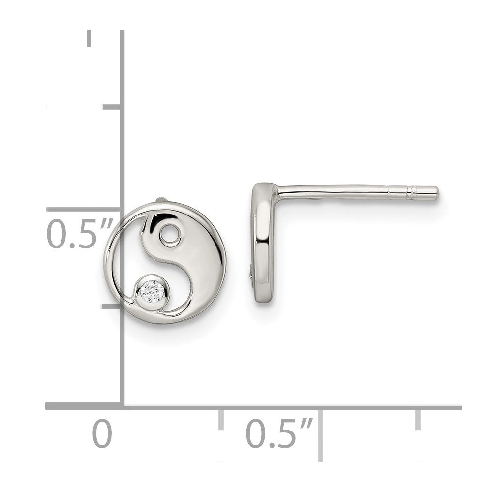 FJC Finejewelers 925 Sterling Silver Button Polished CZ Yin Yang Post Earrings 7 x 7 mm