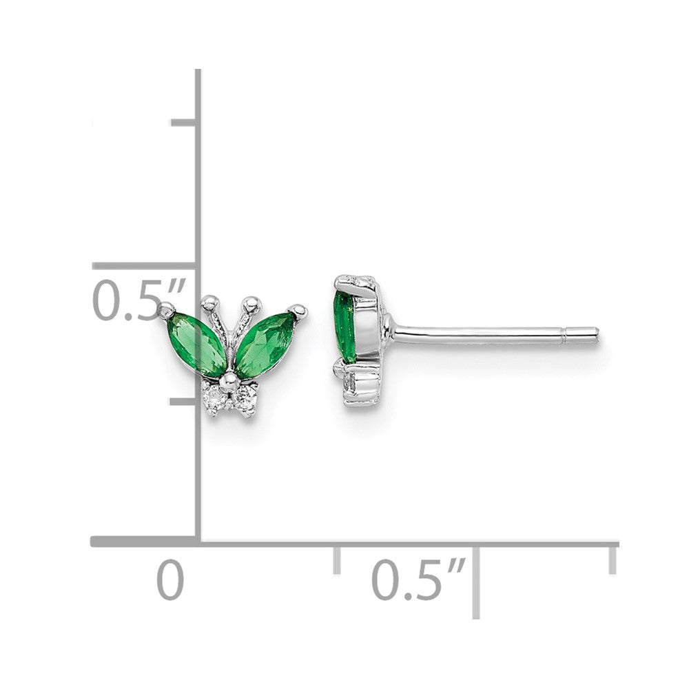 FJC Finejewelers 925 Sterling Silver Button  Green and White CZ Butterfly Post Earrings 5 x 7 mm