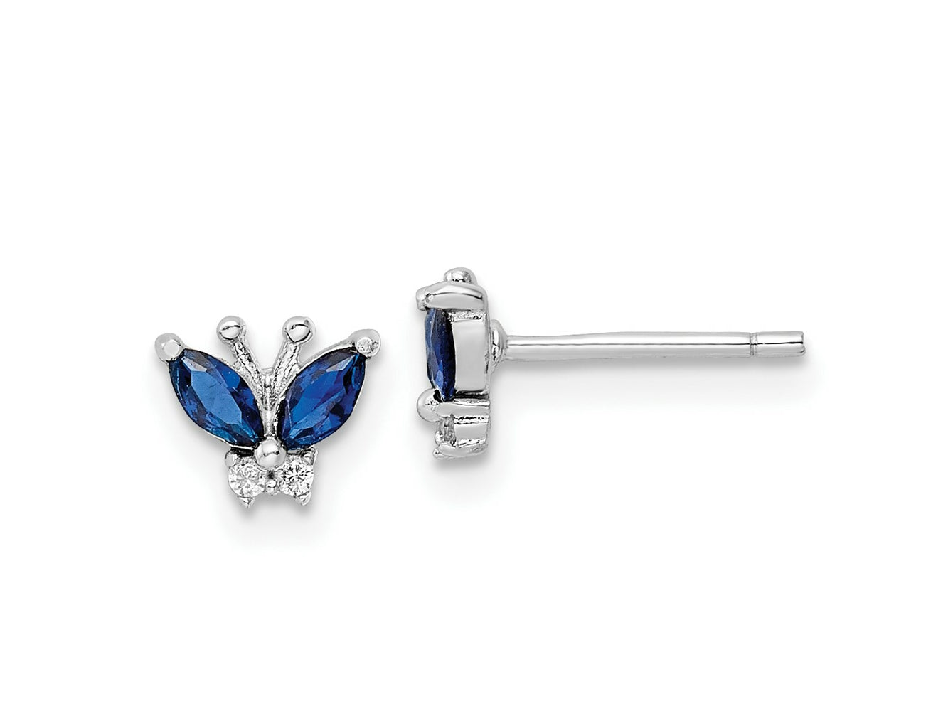 FJC Finejewelers 925 Sterling Silver Button  Blue and White CZ Butterfly Post Earrings 5 x 6 mm