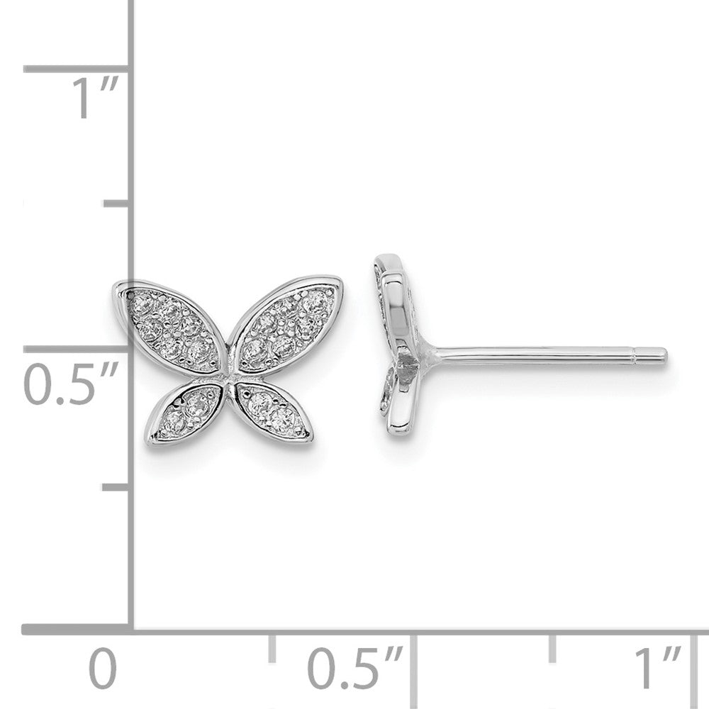 FJC Finejewelers 925 Sterling Silver Button Rhodium Plated CZ Butterfly Post Earrings 7 x 10 mm