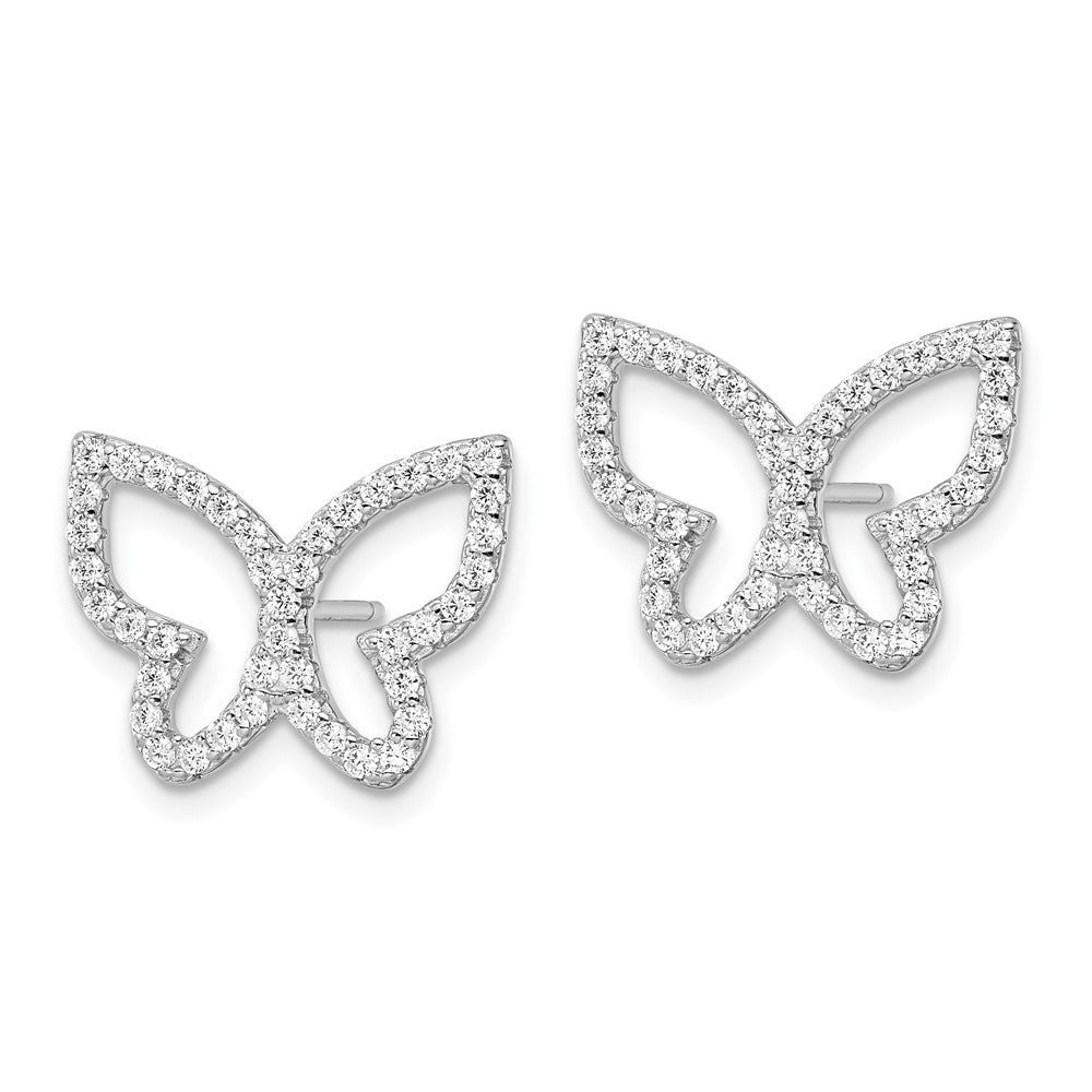 FJC Finejewelers 925 Sterling Silver Button  Polished CZ Open Butterfly Post Earrings 13 x 17 mm