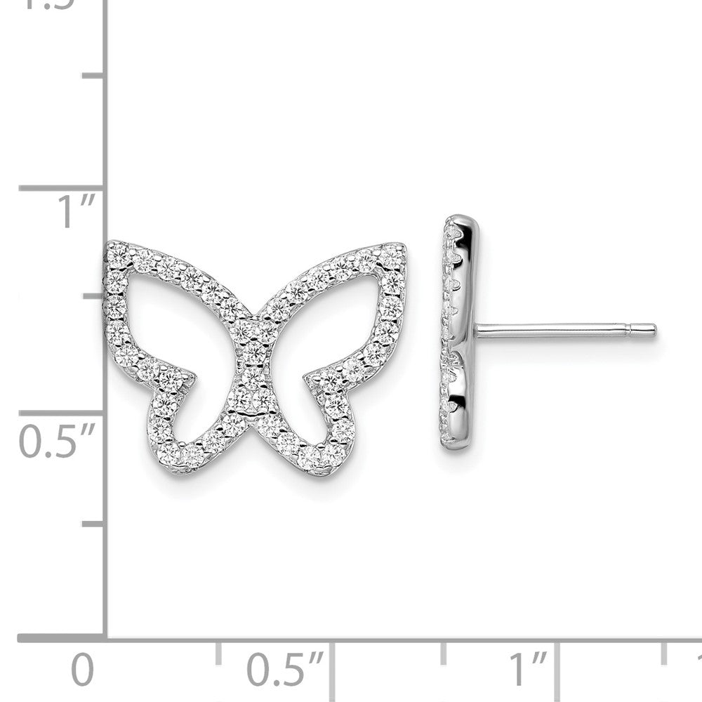 FJC Finejewelers 925 Sterling Silver Button  Polished CZ Open Butterfly Post Earrings 13 x 17 mm