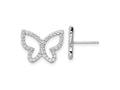 FJC Finejewelers 925 Sterling Silver Button  Polished CZ Open Butterfly Post Earrings 13 x 17 mm