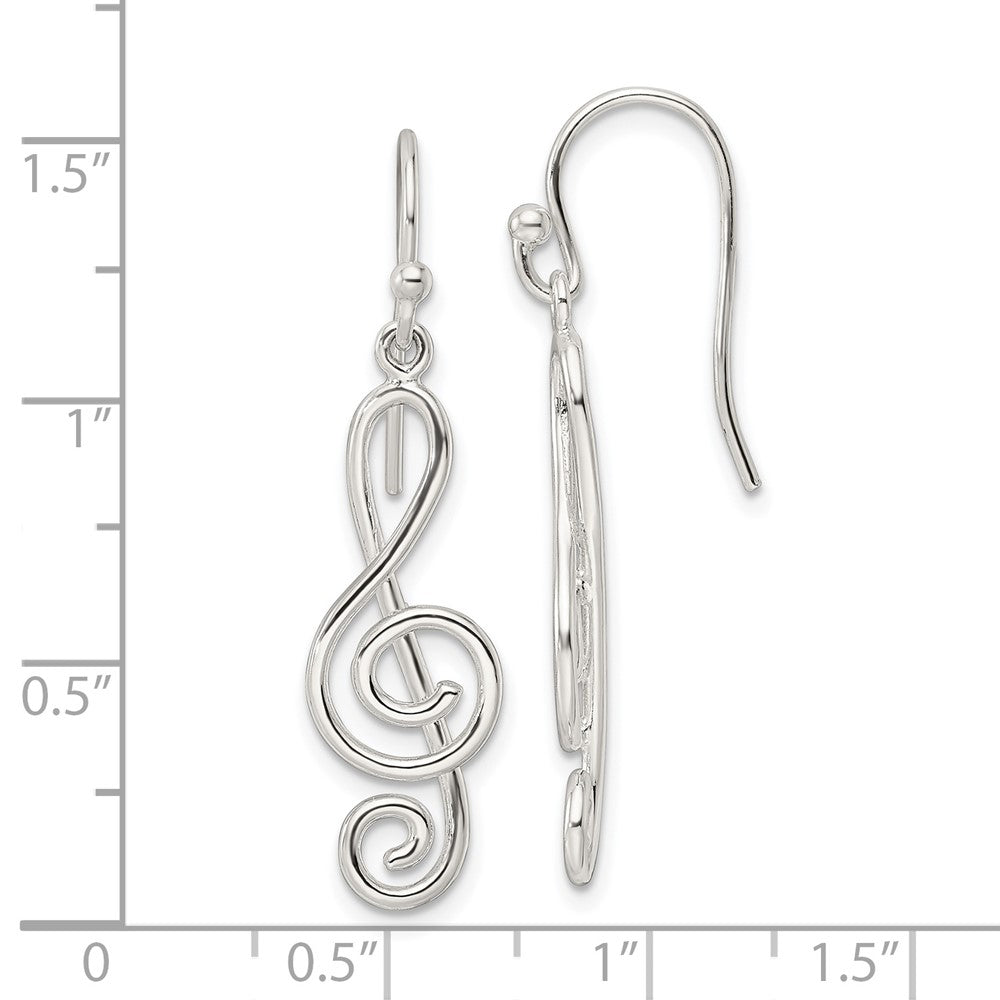 FJC Finejewelers 925 Sterling Silver Polished Treble Clef Dangle Shepherd Hook Earrings 38 x 9 mm