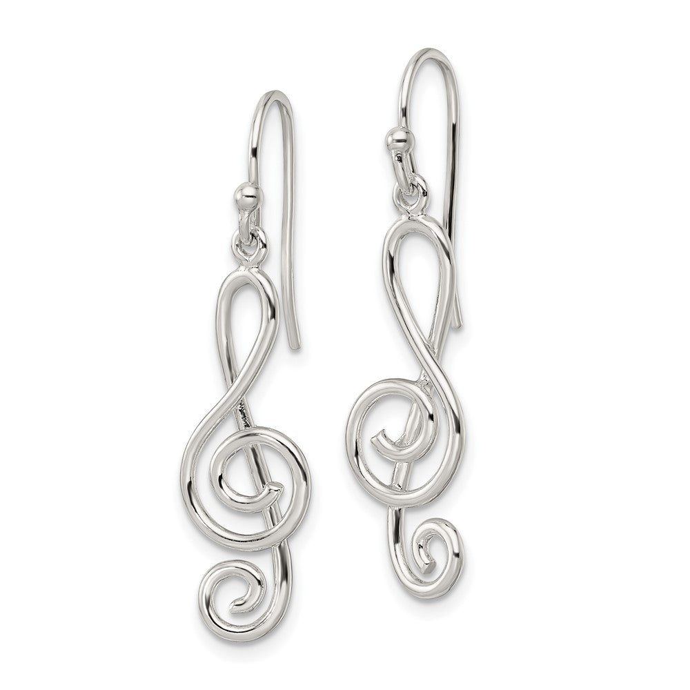 FJC Finejewelers 925 Sterling Silver Polished Treble Clef Dangle Shepherd Hook Earrings 38 x 9 mm