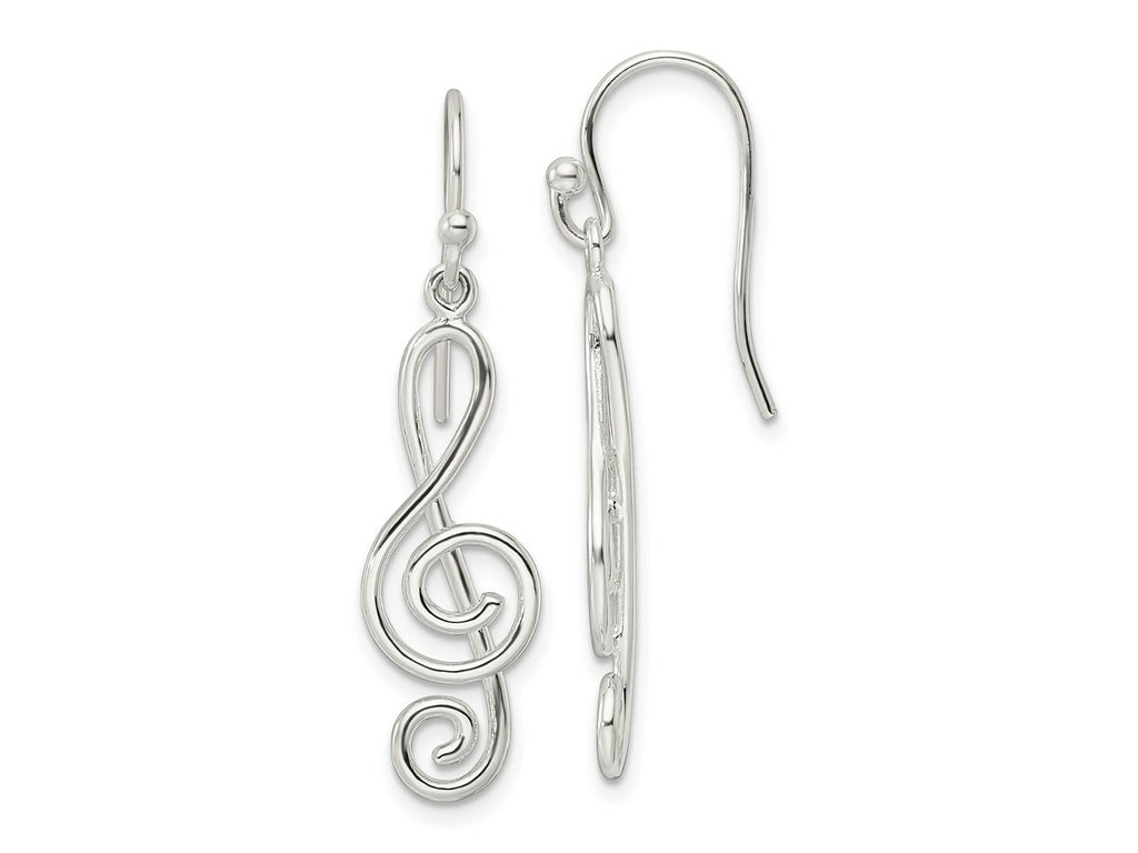 FJC Finejewelers 925 Sterling Silver Polished Treble Clef Dangle Shepherd Hook Earrings 38 x 9 mm