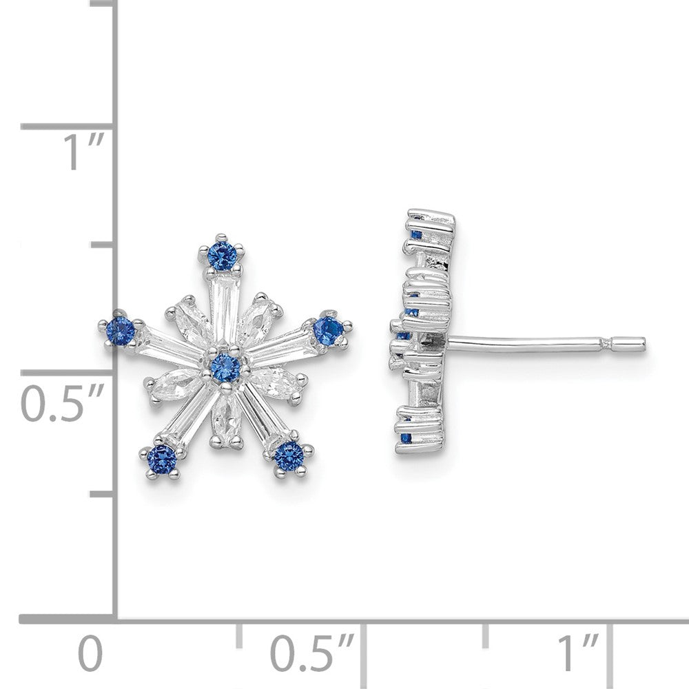 FJC Finejewelers 925 Sterling Silver Button  Polished Blue and White CZ Snowflake Post Earr 13 x 13 mm