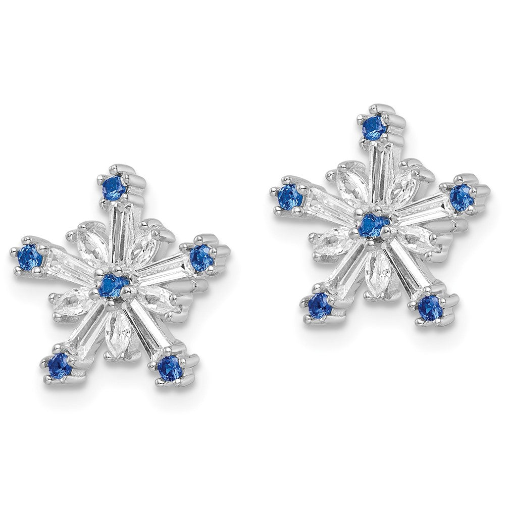 FJC Finejewelers 925 Sterling Silver Button  Polished Blue and White CZ Snowflake Post Earr 13 x 13 mm
