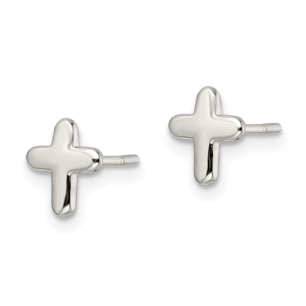 FJC Finejewelers 925 Sterling Silver Button Polished Latin Cross Post Earrings 7 x 6 mm