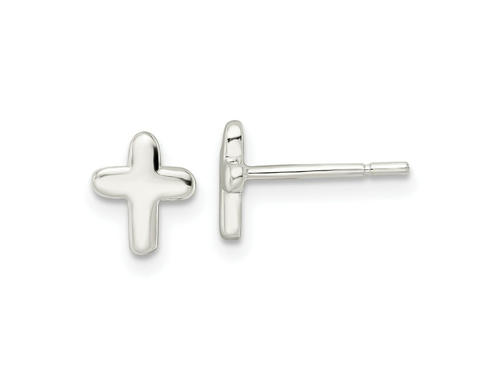 FJC Finejewelers 925 Sterling Silver Button Polished Latin Cross Post Earrings 7 x 6 mm