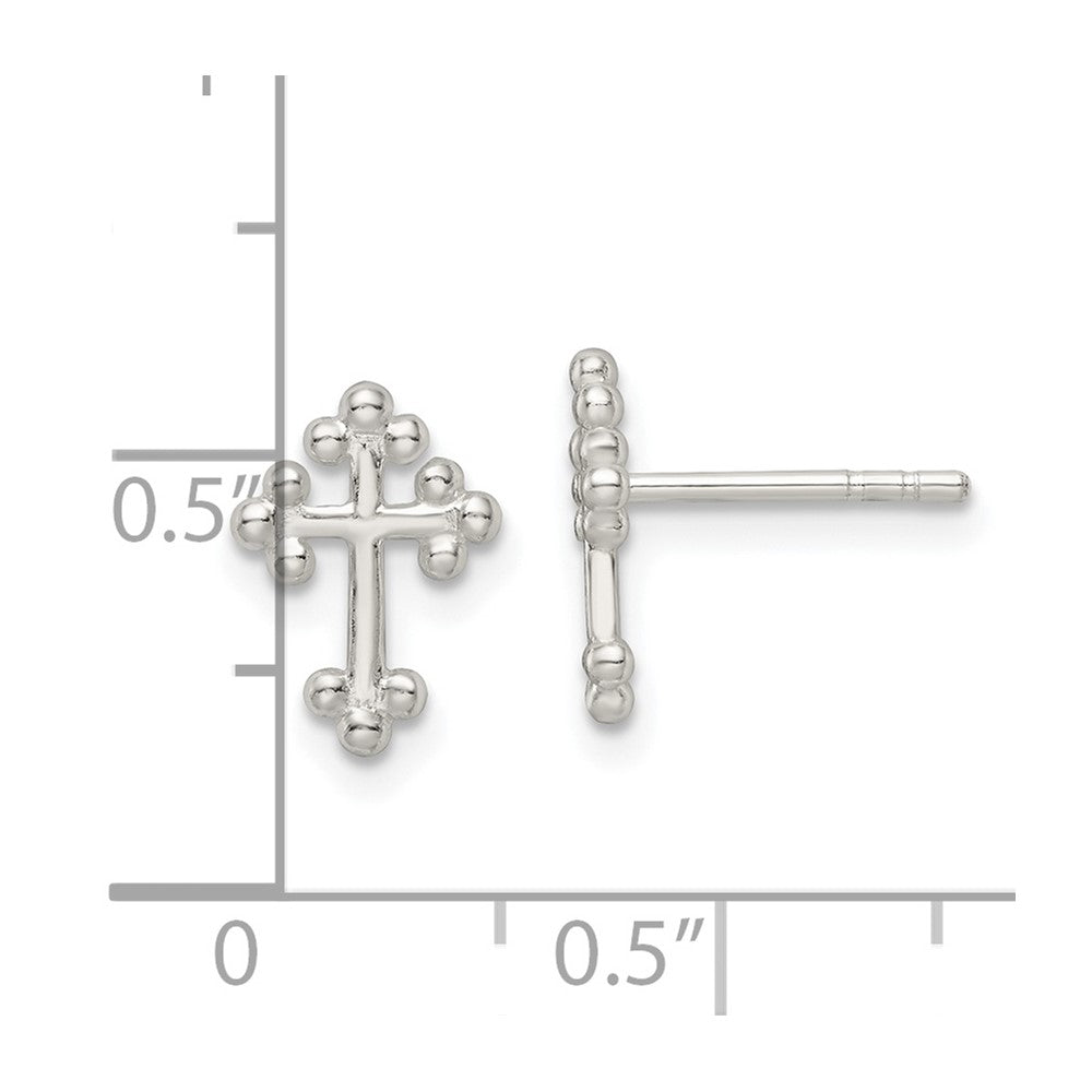 FJC Finejewelers 925 Sterling Silver Button Polished Budded Cross Post Earrings 11 x 8 mm