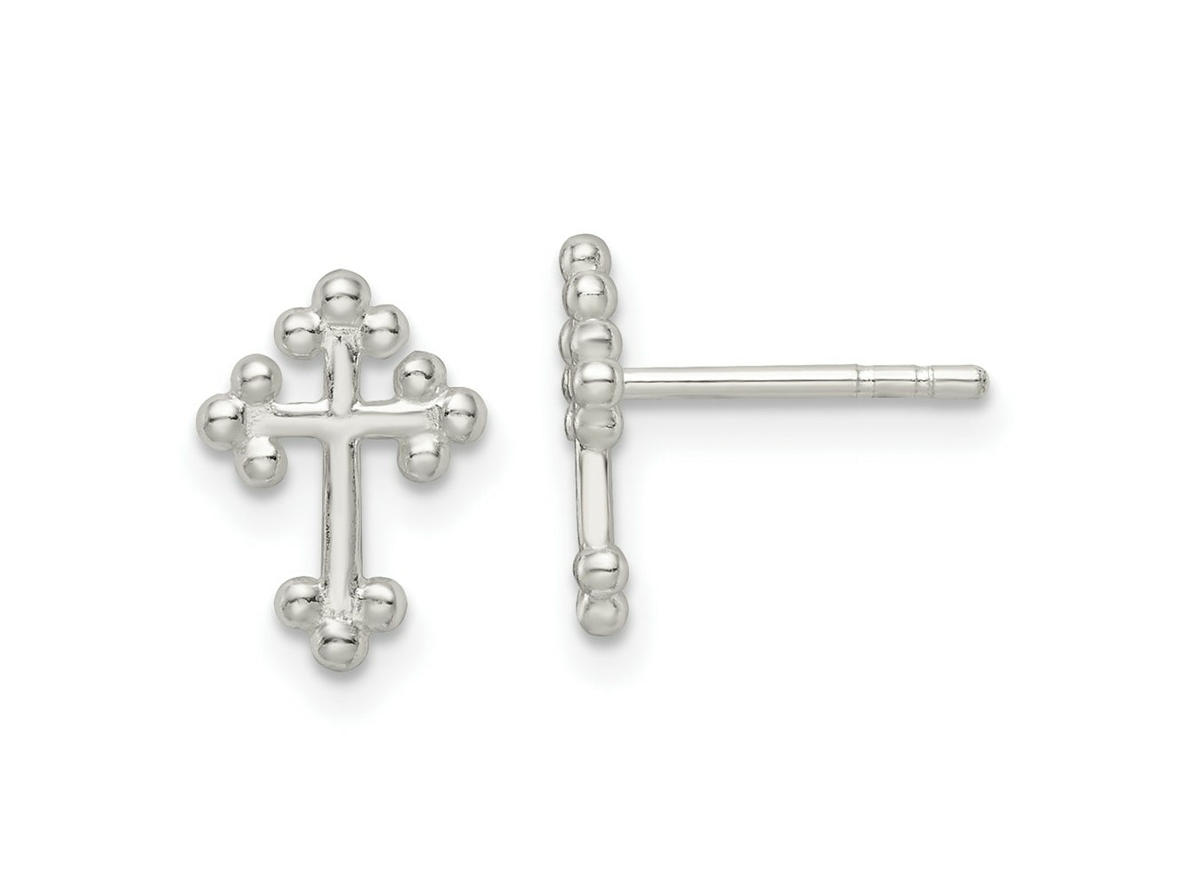 FJC Finejewelers 925 Sterling Silver Button Polished Budded Cross Post Earrings 11 x 8 mm
