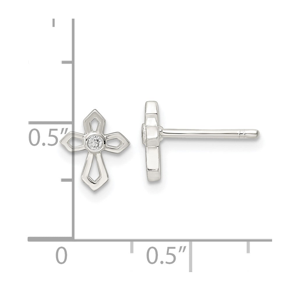 FJC Finejewelers 925 Sterling Silver Button Polished CZ Passion Cross Post Earrings 8 x 7 mm