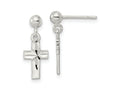 FJC Finejewelers 925 Sterling Silver Polished and Bright Cut Latin Cross Post Dangle Earrings 19 x 7 mm