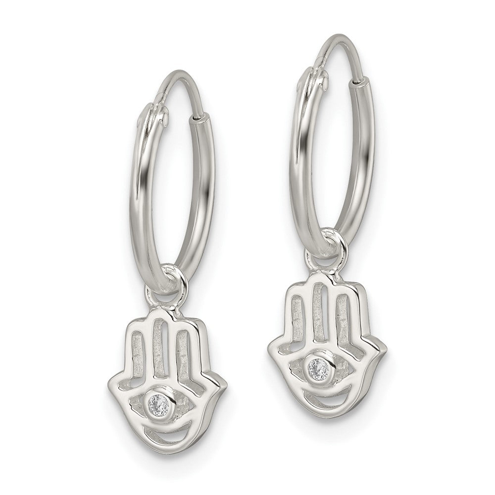 FJC Finejewelers 925 Sterling Silver Polished CZ Hamsa Dangle Endless Round Hoop Earrings 21 x 12 mm