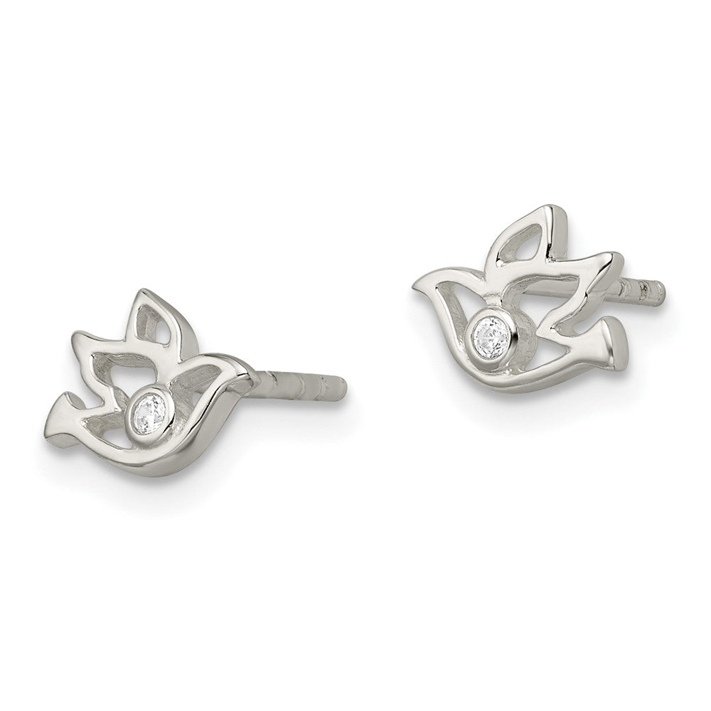FJC Finejewelers 925 Sterling Silver Button Polished CZ Dove Post Earrings 6 x 8 mm
