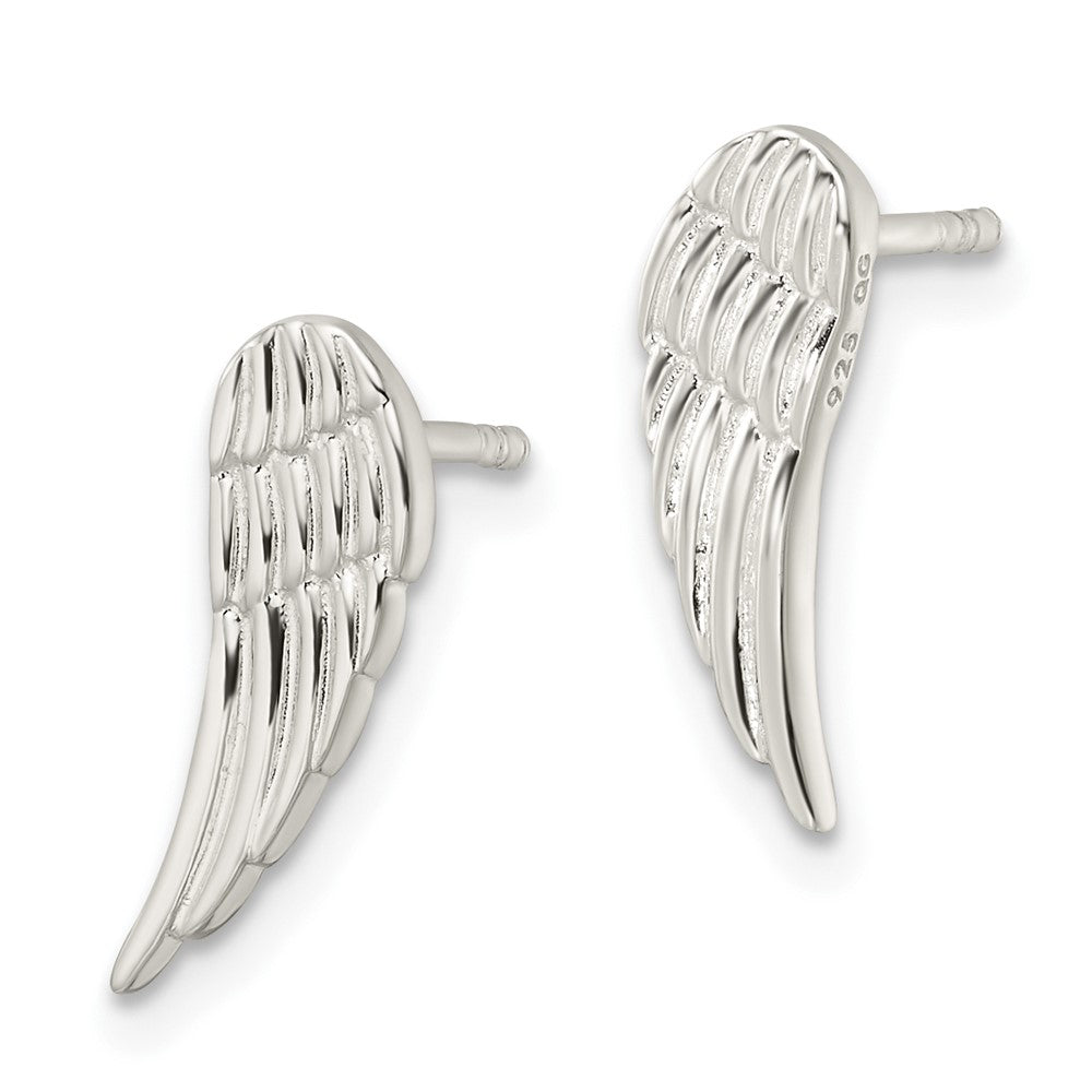 FJC Finejewelers 925 Sterling Silver Button Polished and Textured Wing Post Earrings 15 x 5 mm