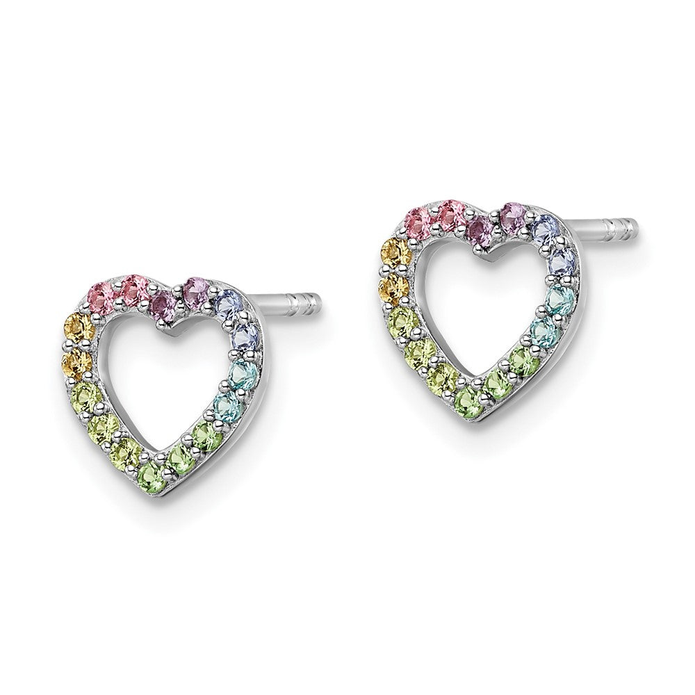 FJC Finejewelers 925 Sterling Silver Button  Rainbow Crystal Open Heart Post Earrings 8 x 8 mm