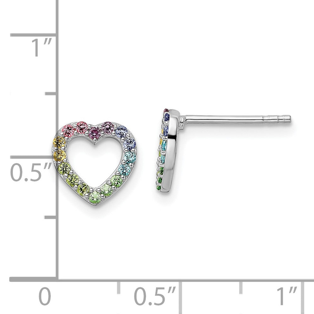FJC Finejewelers 925 Sterling Silver Button  Rainbow Crystal Open Heart Post Earrings 8 x 8 mm