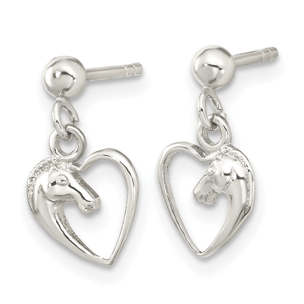 FJC Finejewelers 925 Sterling Silver Rhodium Plated Open Heart Horse Head Dangle Earrings 14 x 8 mm