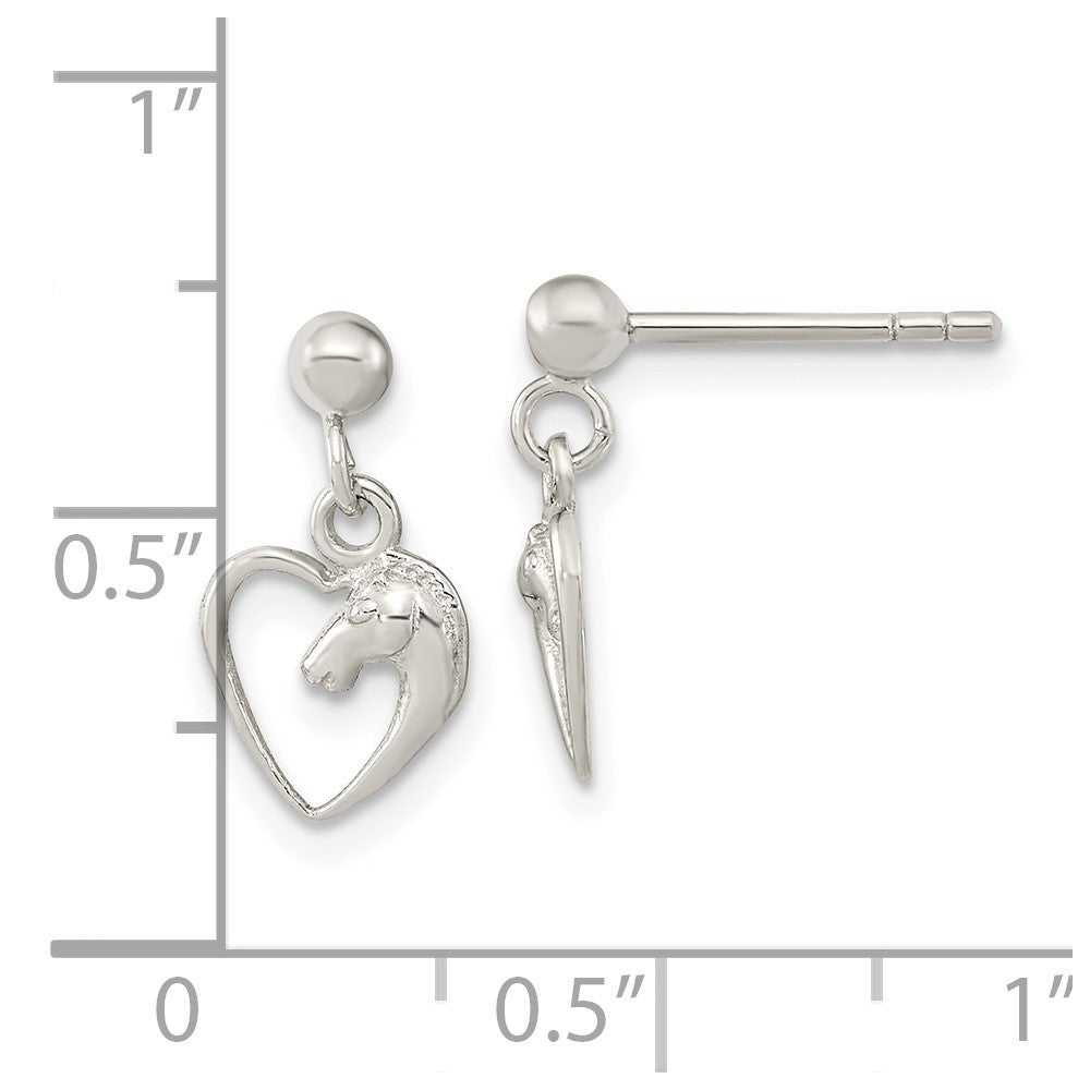 FJC Finejewelers 925 Sterling Silver Rhodium Plated Open Heart Horse Head Dangle Earrings 14 x 8 mm