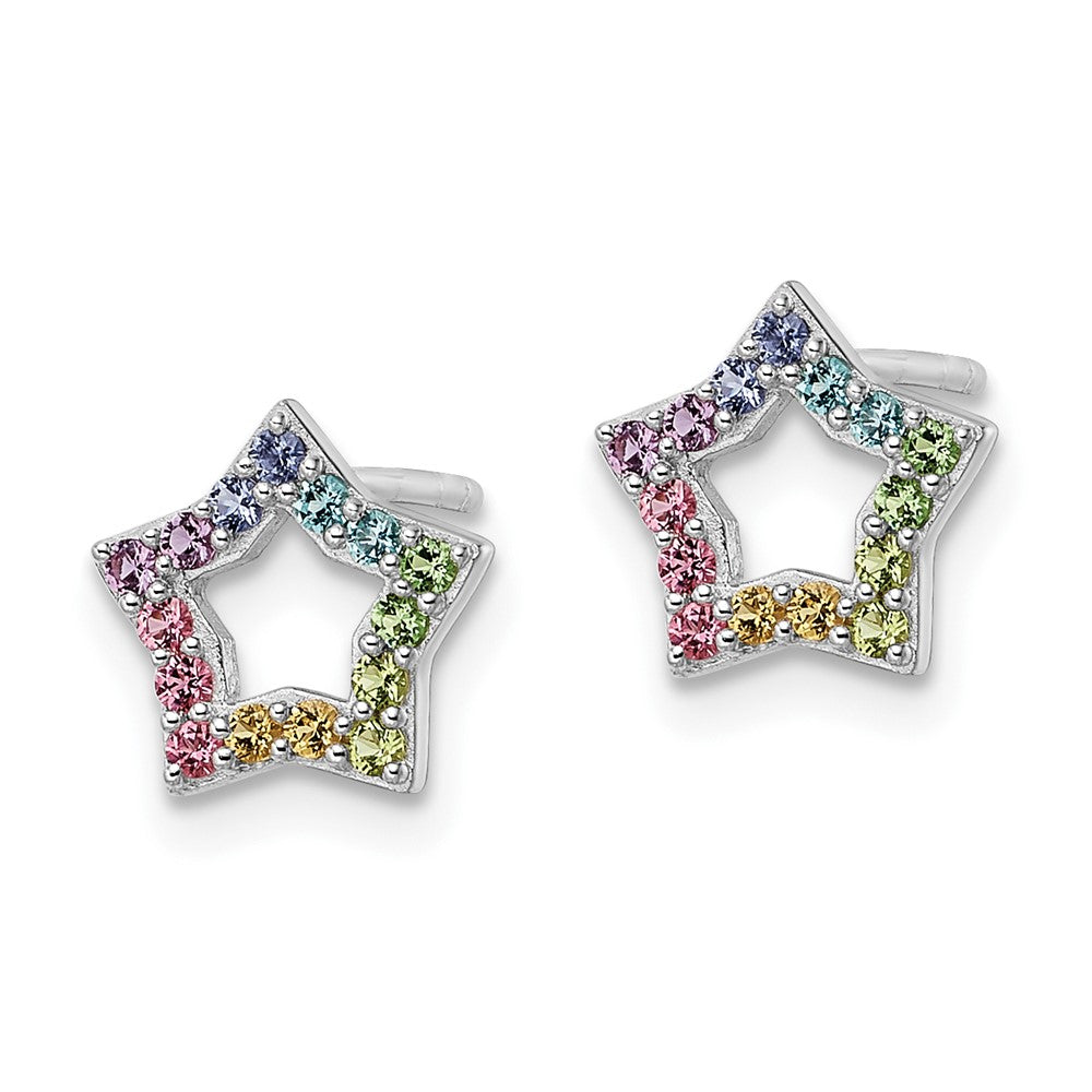 FJC Finejewelers 925 Sterling Silver Button Rhodium Plated Rainbow Crystal Star Post Earrings 8 x 9 mm