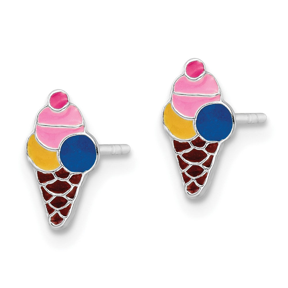 FJC Finejewelers 925 Sterling Silver Button  Enamel Kids Ice Cream Cone Post Earrings 9 x 5 mm