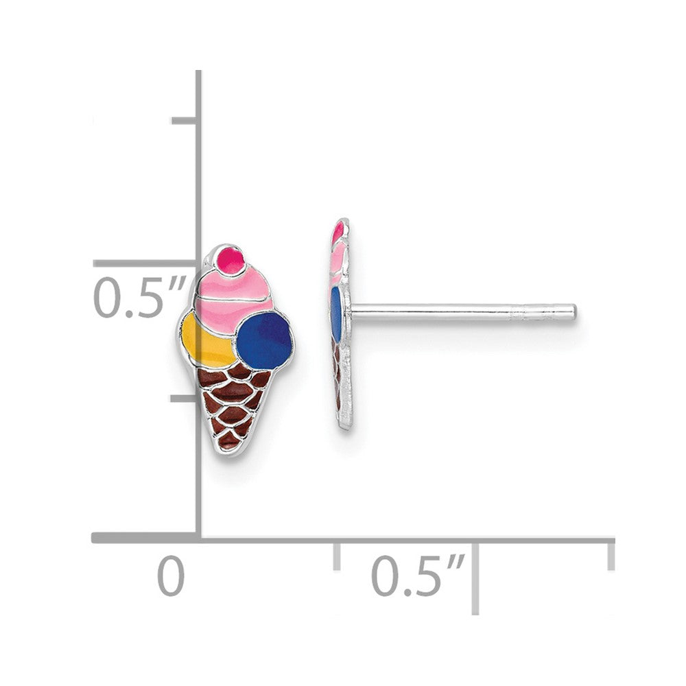 FJC Finejewelers 925 Sterling Silver Button  Enamel Kids Ice Cream Cone Post Earrings 9 x 5 mm
