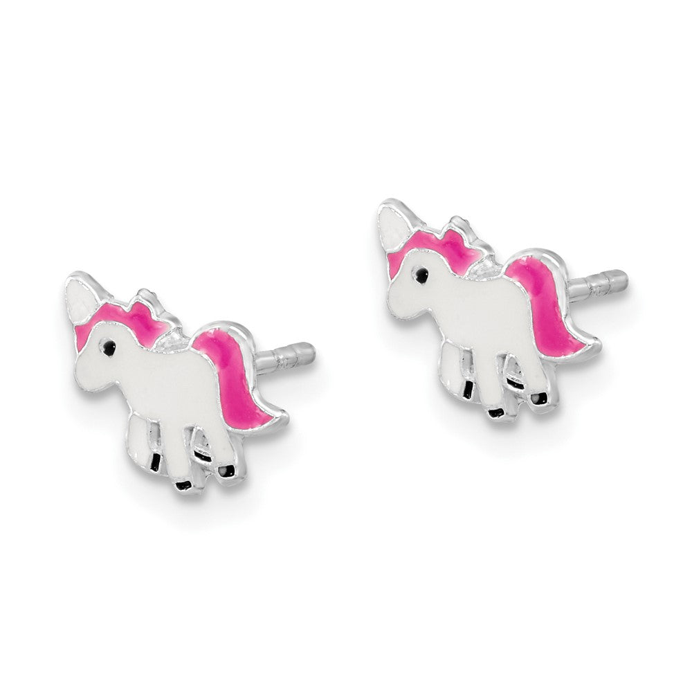 FJC Finejewelers 925 Sterling Silver Button  Polished Enameled Unicorn Post Earrings 8 x 8 mm