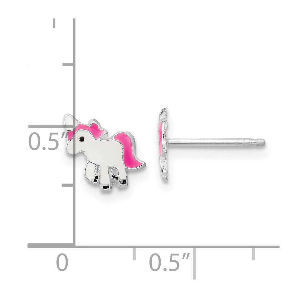 FJC Finejewelers 925 Sterling Silver Button  Polished Enameled Unicorn Post Earrings 8 x 8 mm