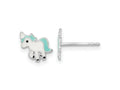 FJC Finejewelers 925 Sterling Silver Button  Polished Enameled Unicorn Post Earrings 9 x 8 mm