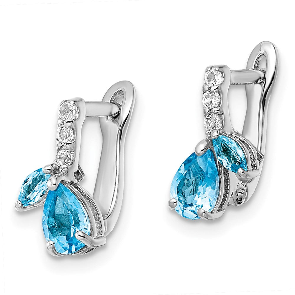 FJC Finejewelers 925 Sterling Silver Dangle Swiss Blue and White Topaz Hinged Earrings 10 mm