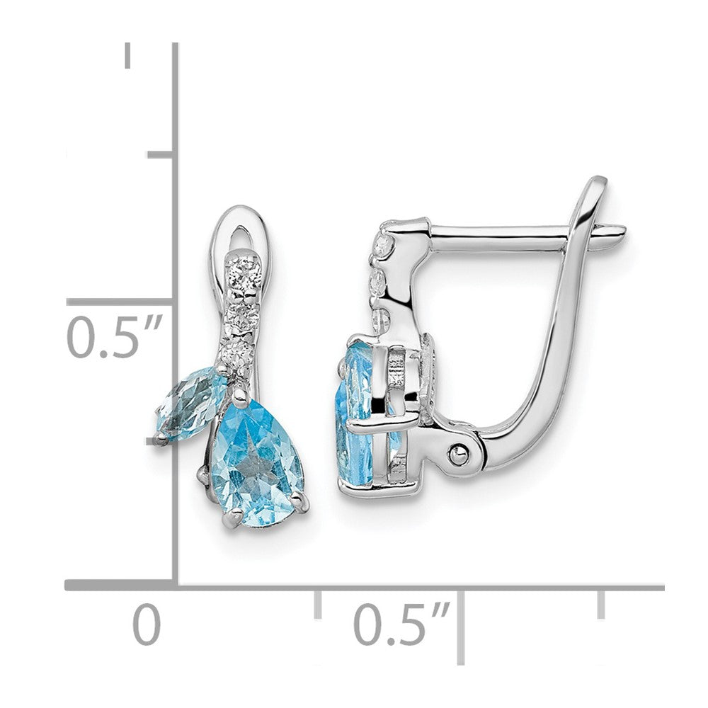 FJC Finejewelers 925 Sterling Silver Dangle Swiss Blue and White Topaz Hinged Earrings 10 mm