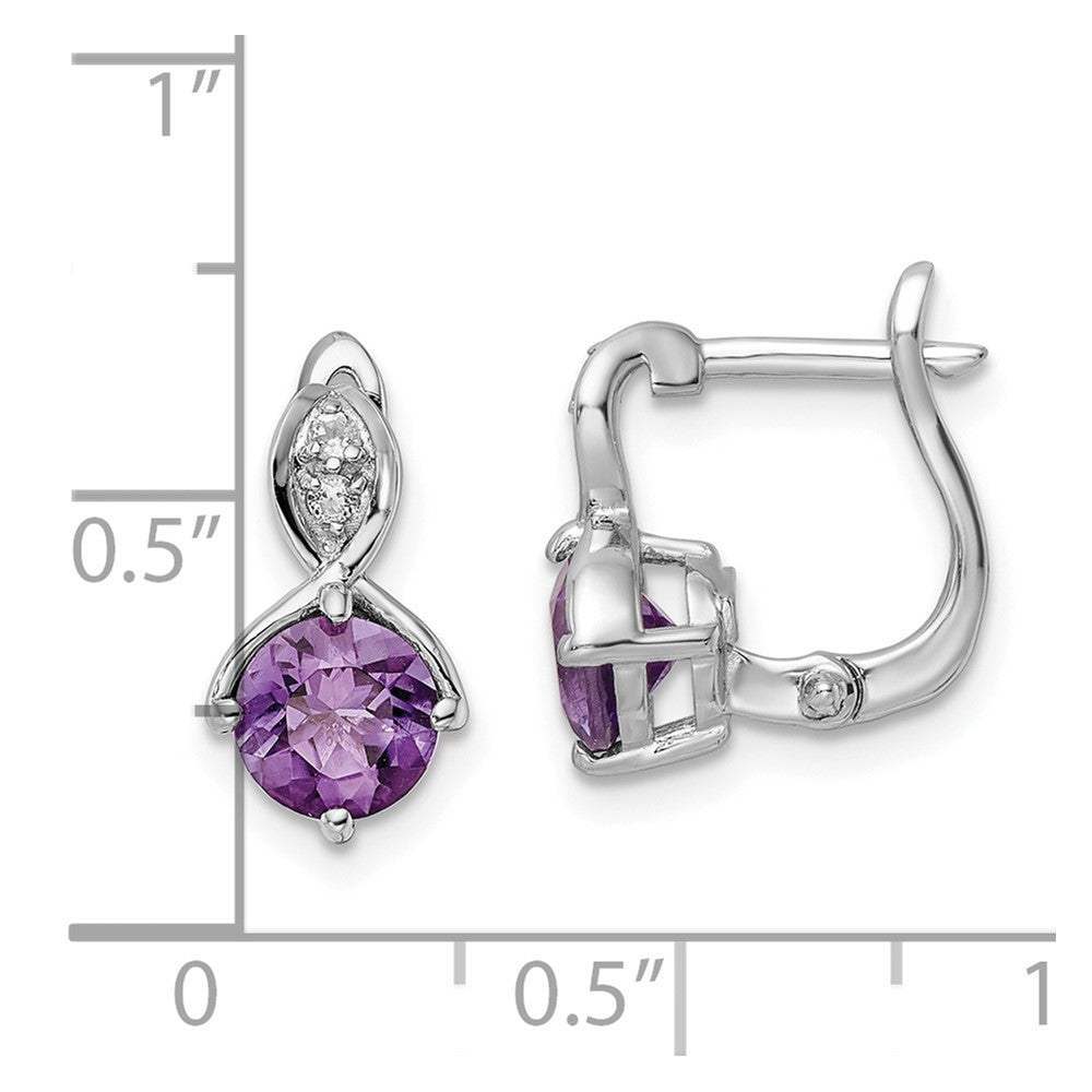 FJC Finejewelers 925 Sterling Silver Dangle Amethyst and White Topaz Hinged Earrings 13 mm