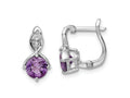FJC Finejewelers 925 Sterling Silver Dangle Amethyst and White Topaz Hinged Earrings 13 mm
