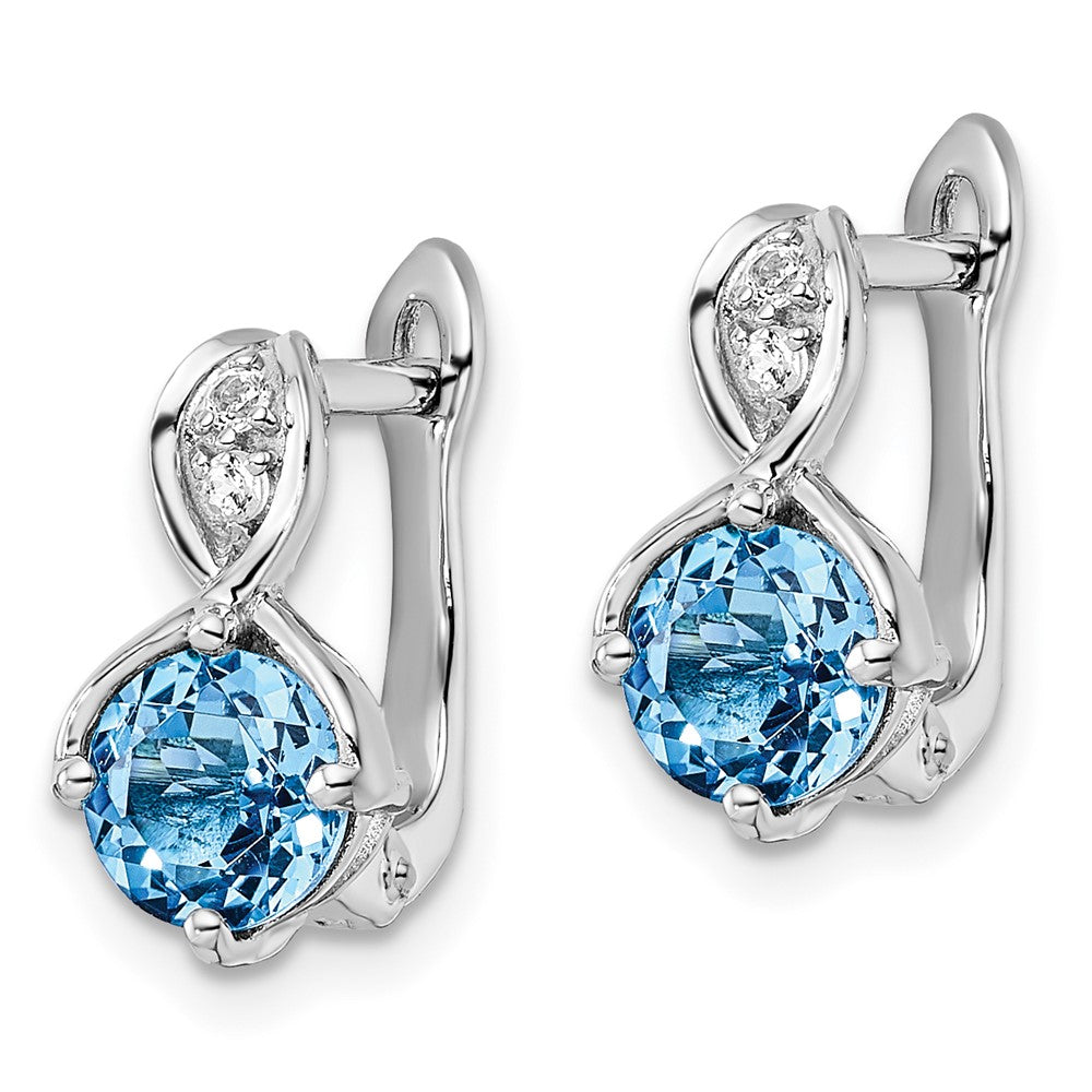 FJC Finejewelers 925 Sterling Silver Dangle Swiss Blue Topaz and White Topaz Hinged Earrings 12 mm