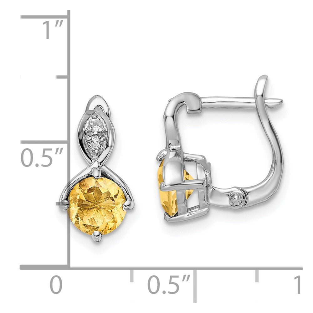FJC Finejewelers 925 Sterling Silver Dangle Citrine and White Topaz Hinged Earrings 13 mm