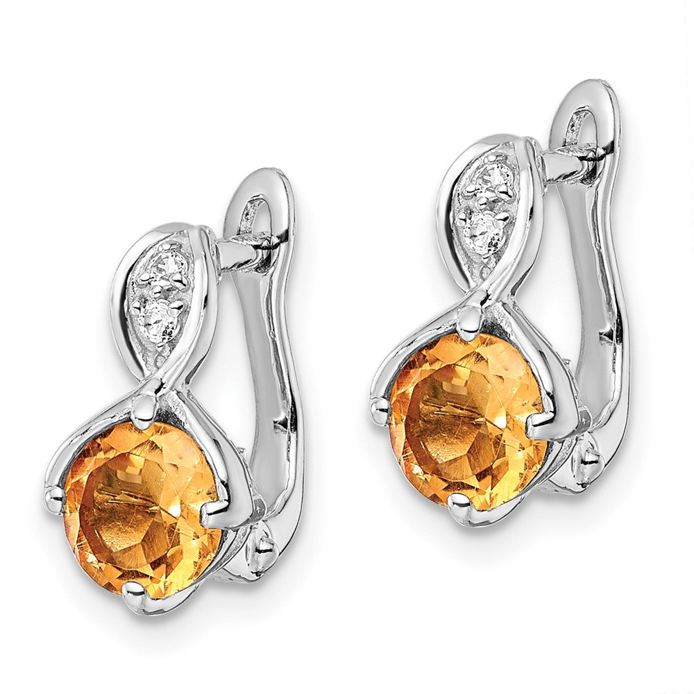 FJC Finejewelers 925 Sterling Silver Dangle Citrine and White Topaz Hinged Earrings 13 mm