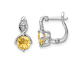 FJC Finejewelers 925 Sterling Silver Dangle Citrine and White Topaz Hinged Earrings 13 mm