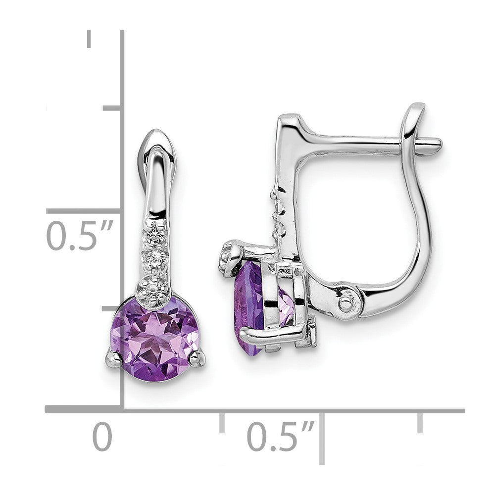 FJC Finejewelers 925 Sterling Silver Dangle Aethyst and WhiteTopaz Circle Hinged Earring 14 mm