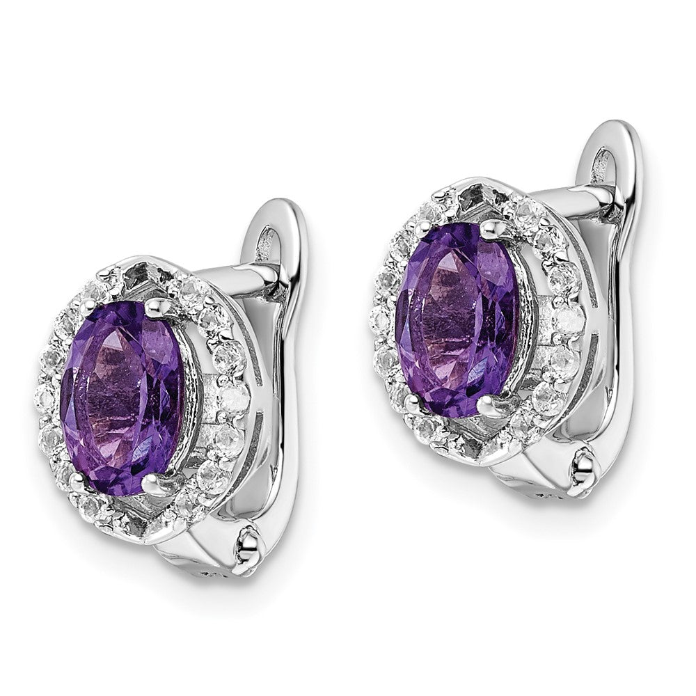 FJC Finejewelers 925 Sterling Silver Dangle Amethyst and White Topaz Oval Hinged Earrings 10 mm
