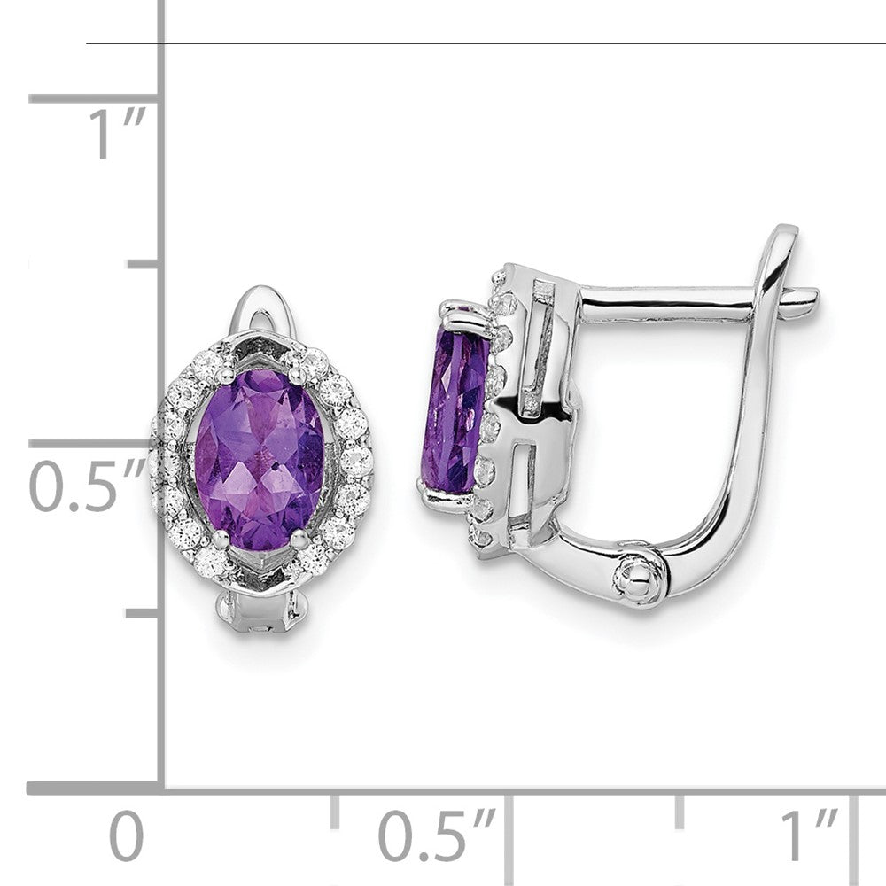 FJC Finejewelers 925 Sterling Silver Dangle Amethyst and White Topaz Oval Hinged Earrings 10 mm