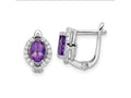 FJC Finejewelers 925 Sterling Silver Dangle Amethyst and White Topaz Oval Hinged Earrings 10 mm