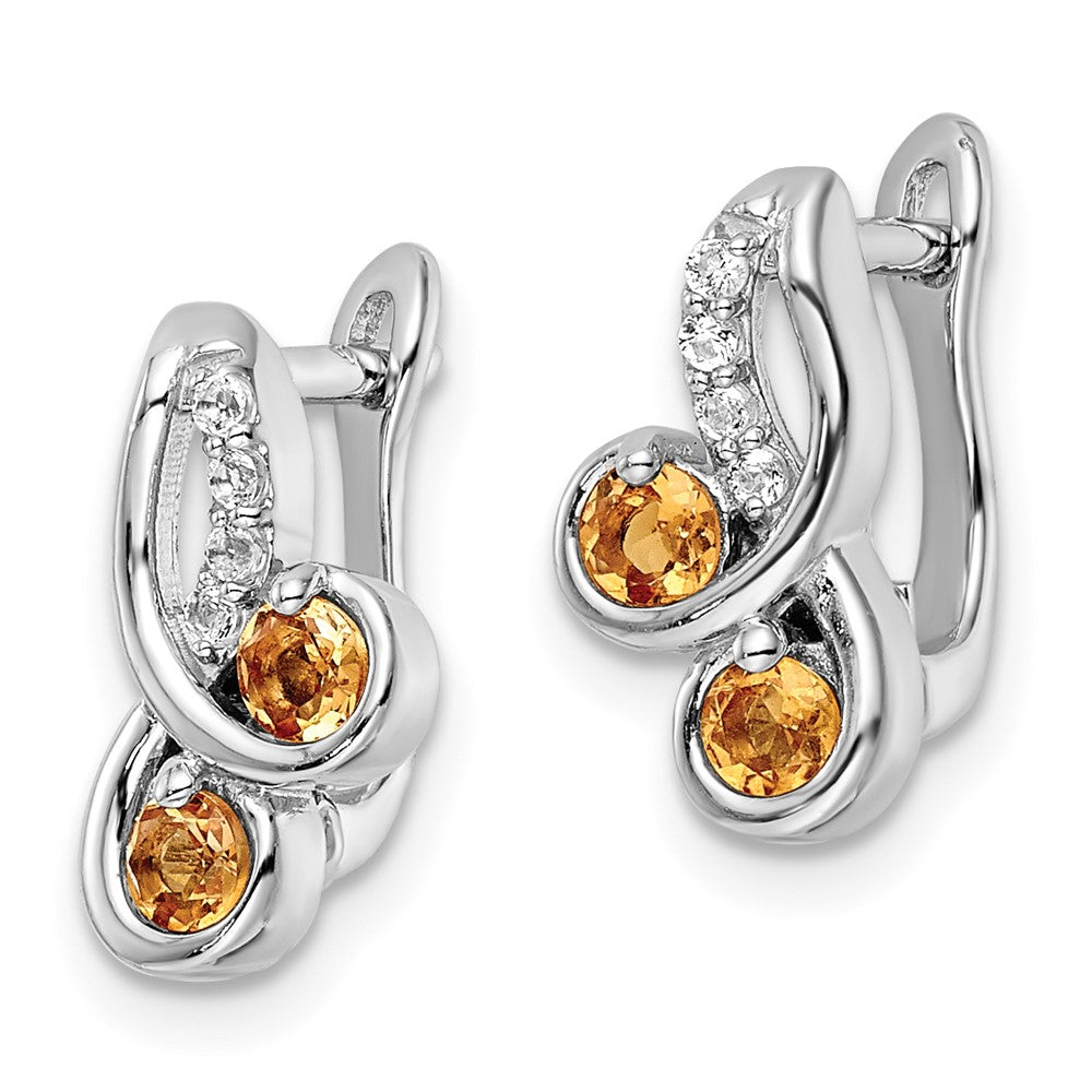 FJC Finejewelers 925 Sterling Silver Dangle Citrine and White Topaz Swirl Hinged Earring 13 mm
