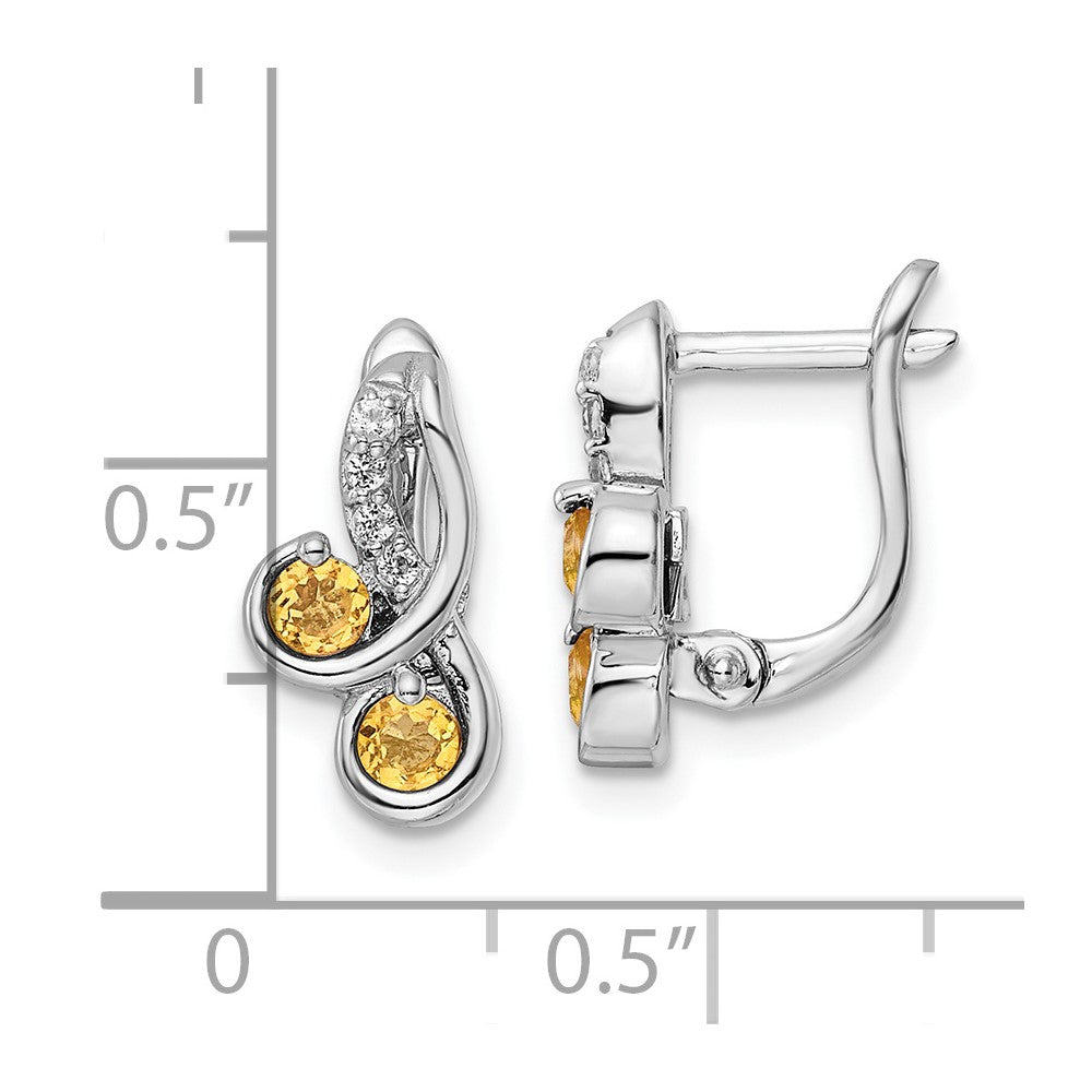FJC Finejewelers 925 Sterling Silver Dangle Citrine and White Topaz Swirl Hinged Earring 13 mm