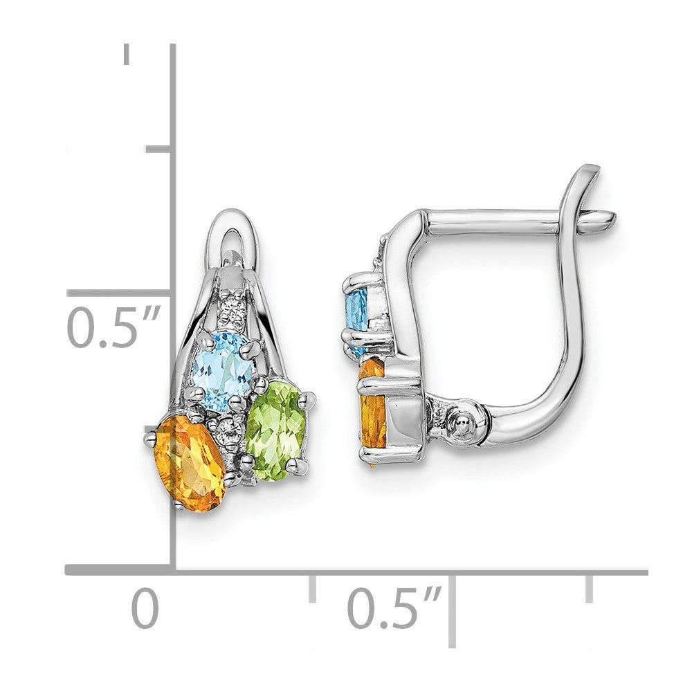 FJC Finejewelers 925 Sterling Silver Dangle Peridot Citrine Blue and White Topaz Hinged Earrings 12 mm