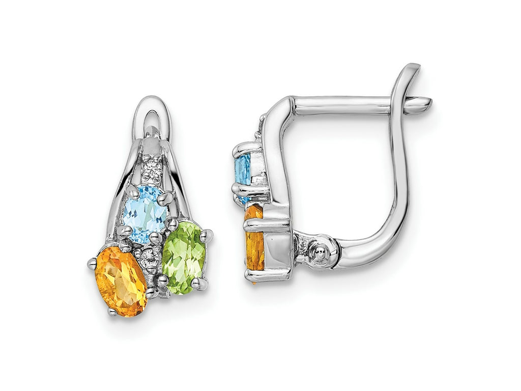 FJC Finejewelers 925 Sterling Silver Dangle Peridot Citrine Blue and White Topaz Hinged Earrings 12 mm