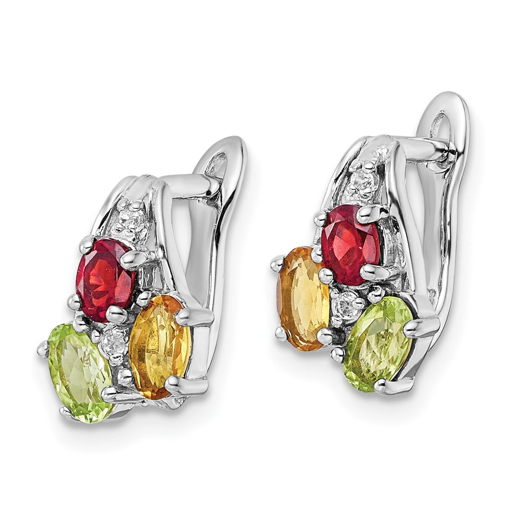 FJC Finejewelers 925 Sterling Silver Dangle Peridot Citrine Garnet and White Topaz Hinged Earrings 12 mm